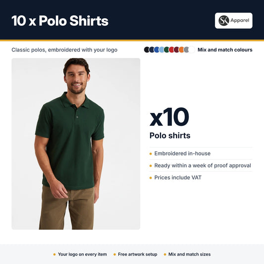 10 x Polo Shirts - what's included