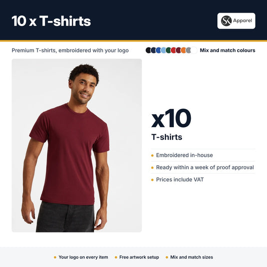 10 x Premium T-shirts - what's included