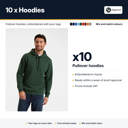 10 x Pullover Hoodies - what's included