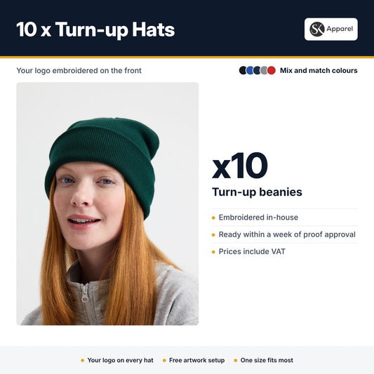 10 x Turn-up Hats - what's included