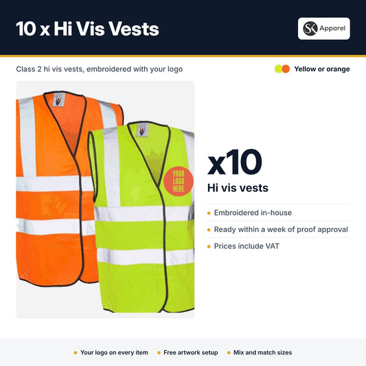 10 x Hi Vis Vests - what's included