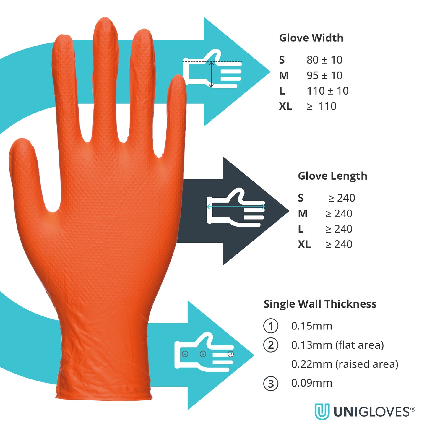 PRO.TECT Orange Diamond HD Textured Nitrile Gloves