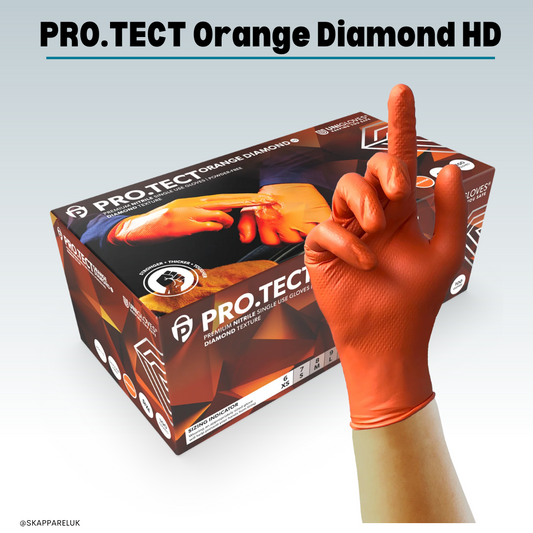 PRO.TECT Orange Diamond HD Textured Nitrile Gloves